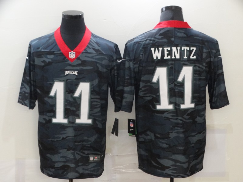 Men's Philadelphia Eagles Carson Wentz #11 Grey Camouflage Jersey